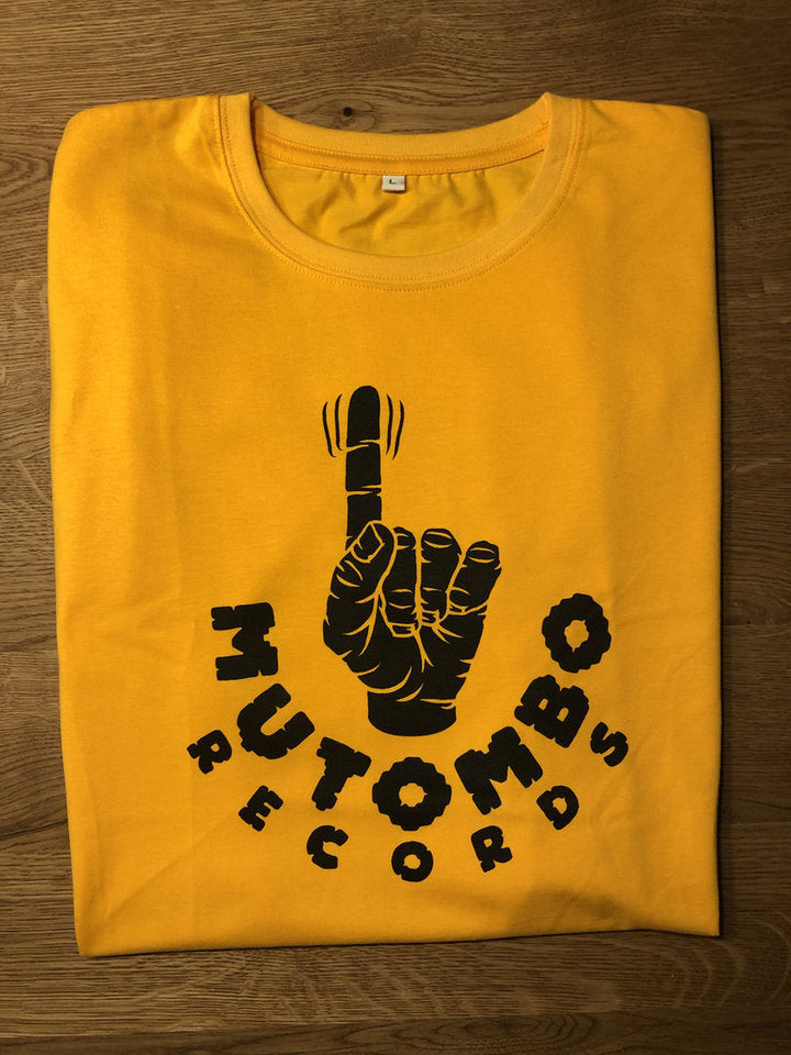 T-shirt gold / Mutombo Records Logo schwarz
