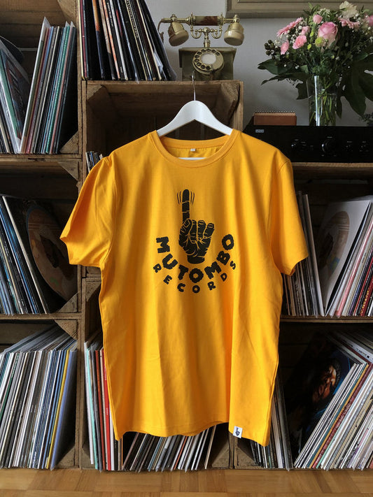 T-shirt gold / Mutombo Records Logo schwarz